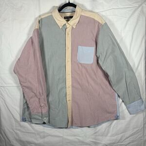 Men's Cremieux Classics Red Green Stripped Button-down Long Sleeve Shirt XXL